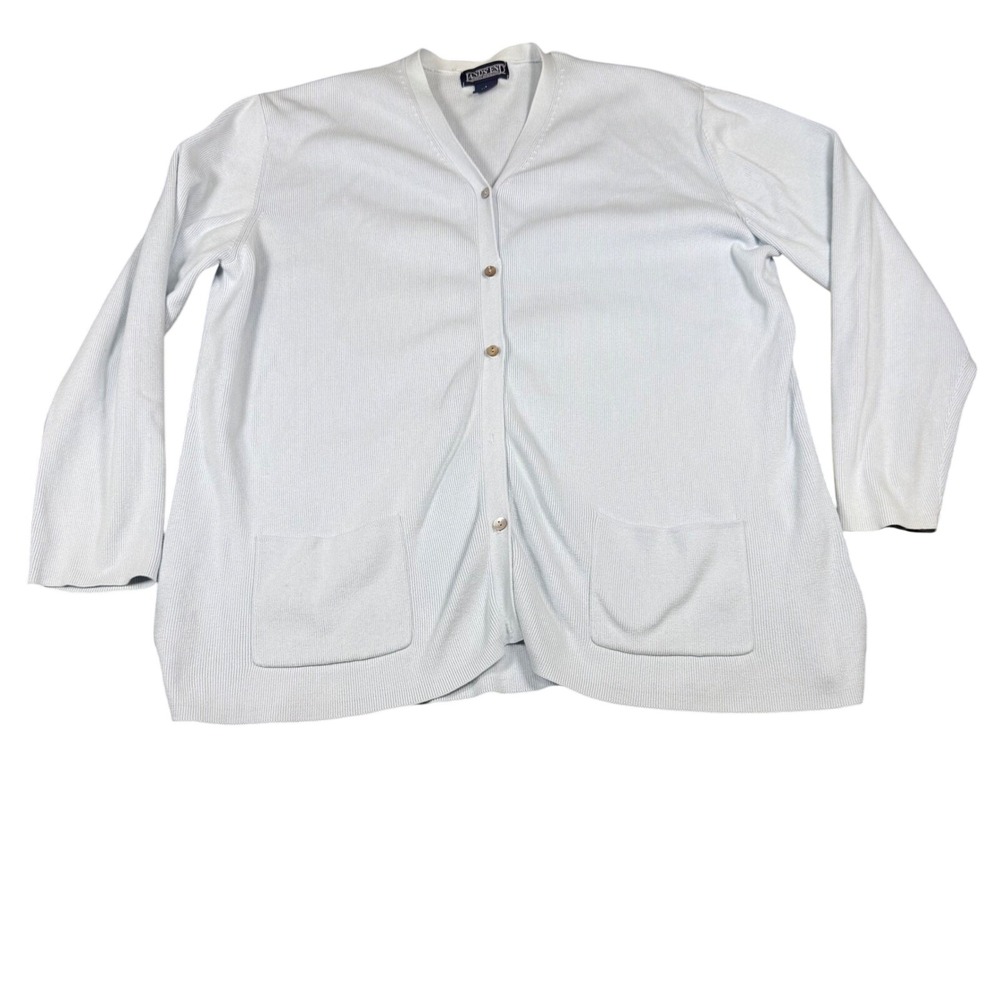 Lands End Women's Light Blue Cardigan Size L14-16 V-Neck‎ see description